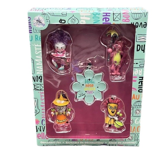 2022 Disney Parks Magic Kingdom It's A Small World 5 Piece Ornament Set NEW